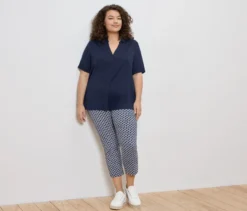Blusenshirt mit Knopfleiste, dunkelblau