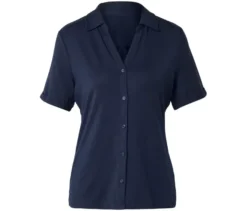 Blusenshirt mit Knopfleiste, dunkelblau