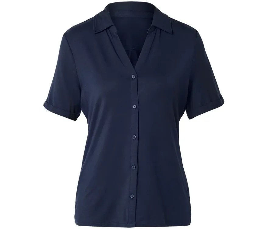 Blusenshirt mit Knopfleiste, dunkelblau