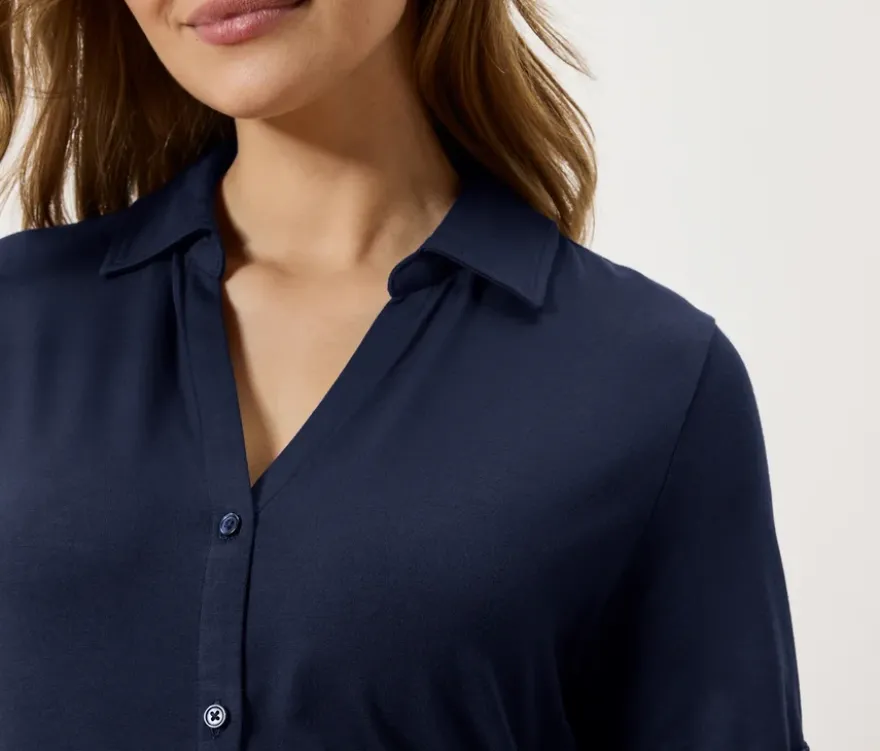 Blusenshirt mit Knopfleiste, dunkelblau