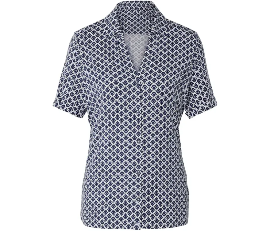 Blusenshirt mit Knopfleiste, Minimal-Alloverprint