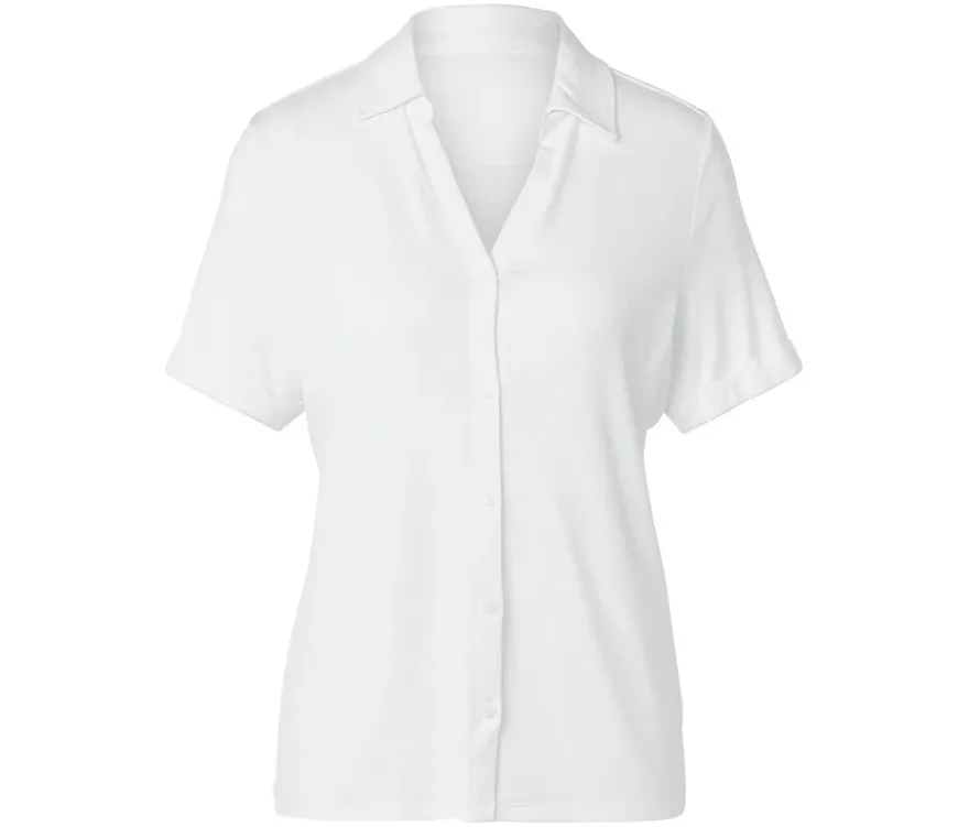 Blusenshirt mit Knopfleiste, weiß