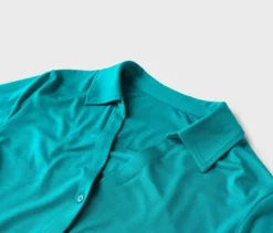 Blusenshirt mit Knopfleiste, azurblau