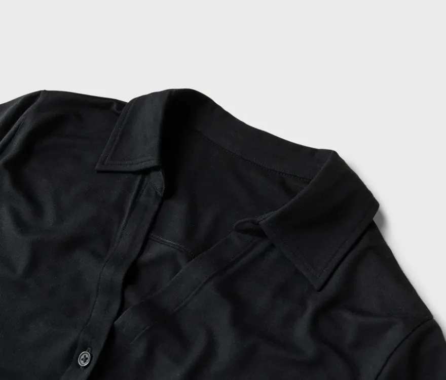 Blusenshirt mit Knopfleiste, schwarz