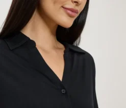 Blusenshirt mit Knopfleiste, schwarz