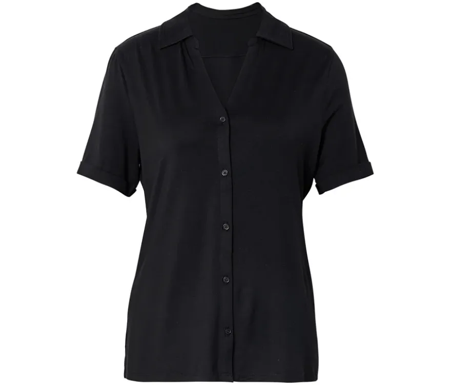 Blusenshirt mit Knopfleiste, schwarz