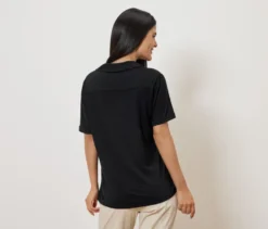 Blusenshirt mit Knopfleiste, schwarz