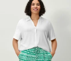 Blusenshirt mit Knopfleiste, weiß