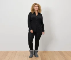 Blusenshirt mit Knopfleiste, schwarz