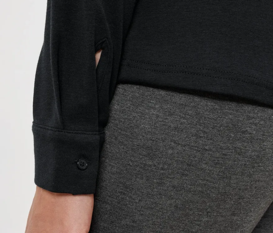 Blusenshirt mit Knopfleiste, schwarz