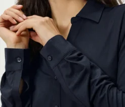 Blusenshirt mit Knopfleiste, dunkelblau
