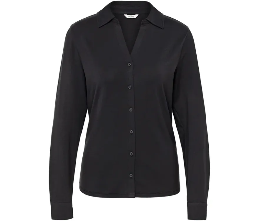 Blusenshirt mit Knopfleiste, anthrazit