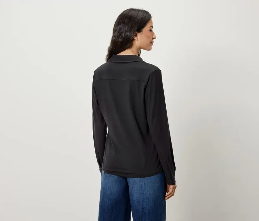 Blusenshirt mit Knopfleiste, anthrazit