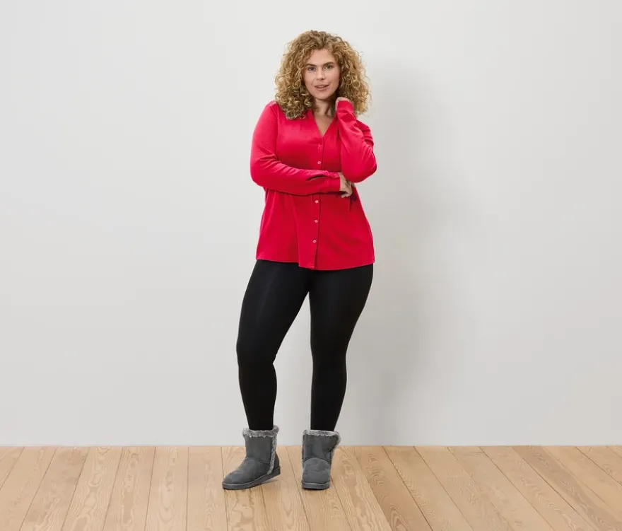 Blusenshirt mit Knopfleiste, rot