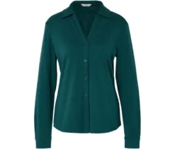 Blusenshirt mit Knopfleiste, petrol
