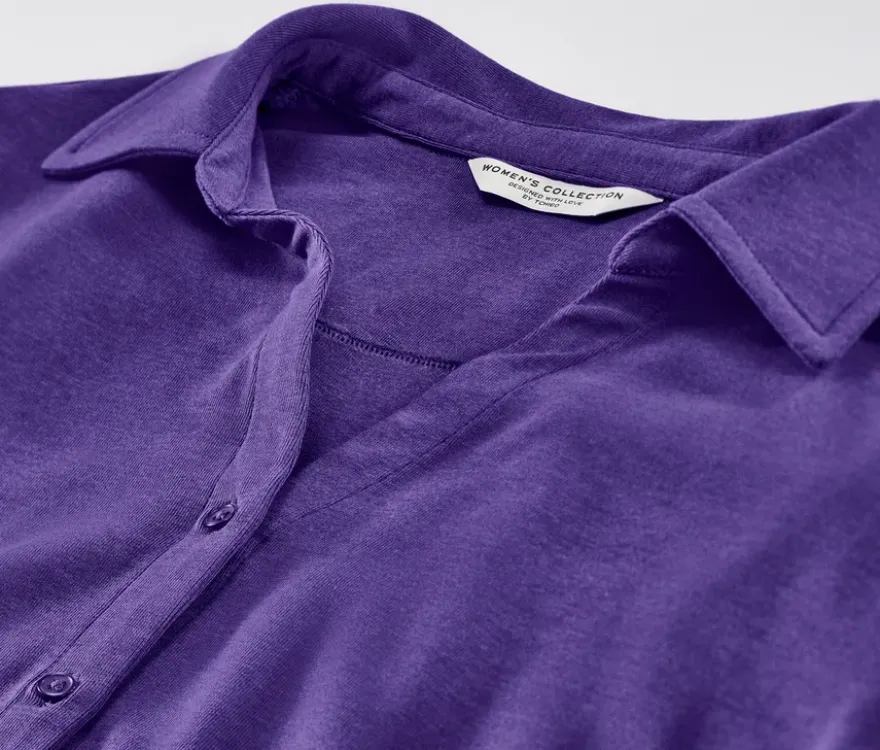 Blusenshirt mit Knopfleiste, lila