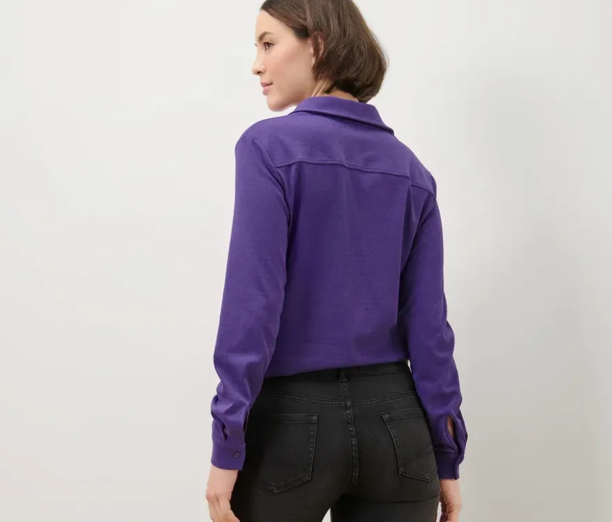 Blusenshirt mit Knopfleiste, lila