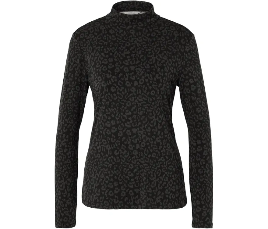 Blusenshirt mit Stehkragen, alloverprint
