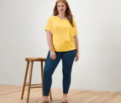 Blusenshirt mit Stickerei, gelb