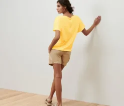 Blusenshirt mit Stickerei, gelb