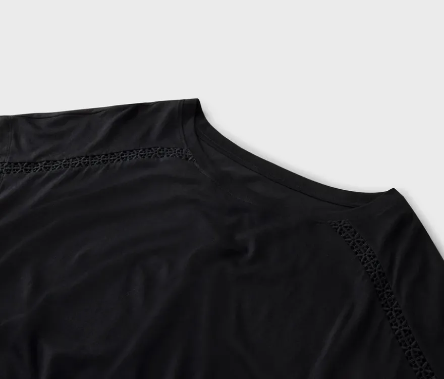 Blusenshirt mit Stickerei, schwarz
