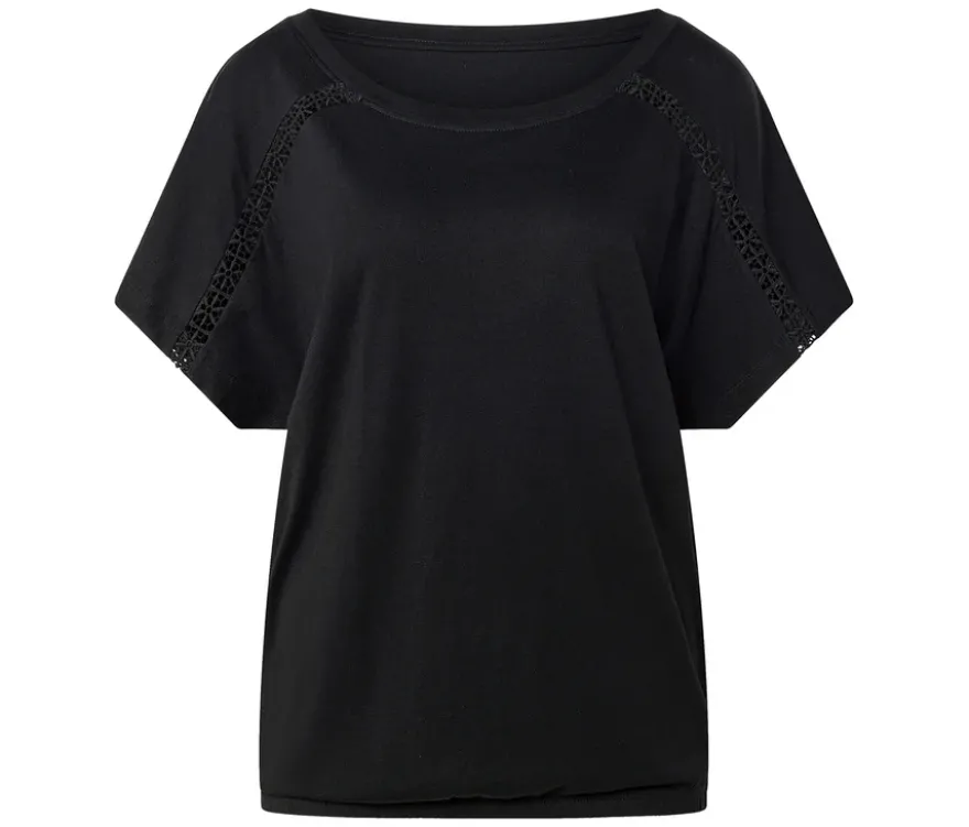 Blusenshirt mit Stickerei, schwarz