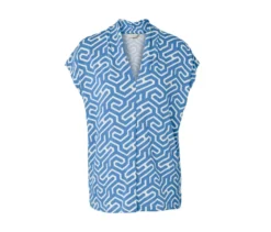 Blusenshirt mit V-Ausschnitt, blau