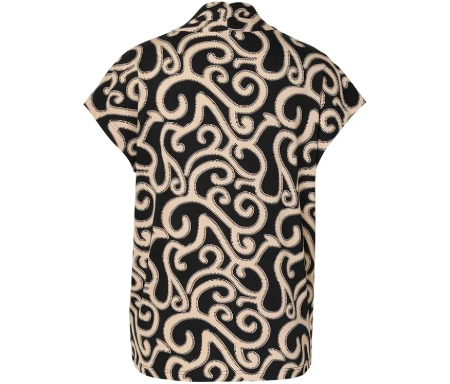 Blusenshirt mit V-Ausschnitt, schwarz
