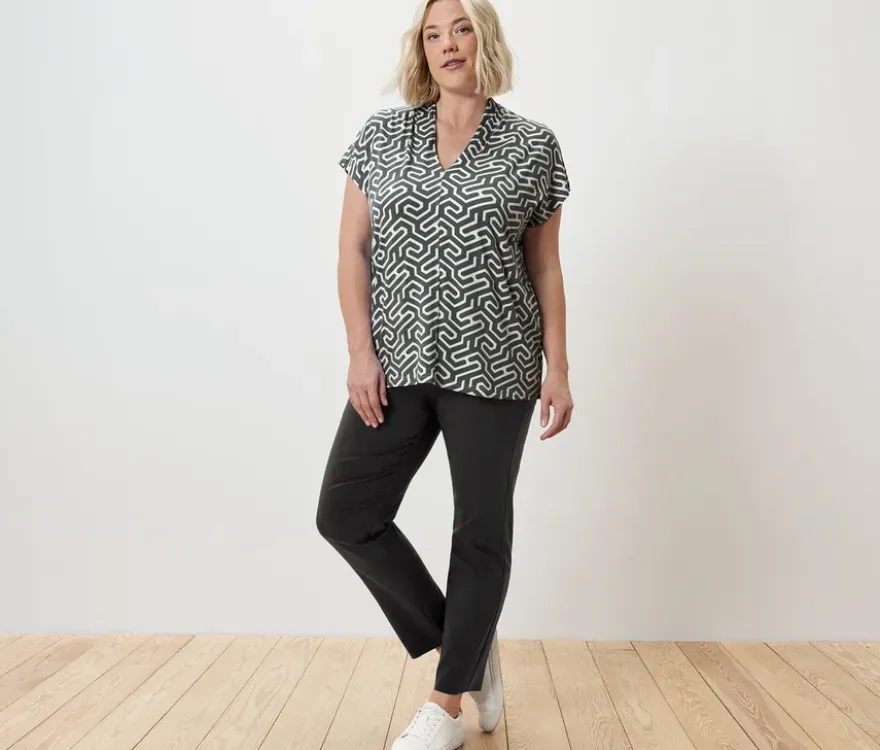 Blusenshirt mit V-Ausschnitt, grün