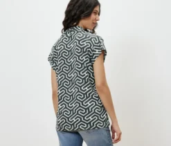 Blusenshirt mit V-Ausschnitt, grün