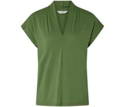 Blusenshirt mit V-Ausschnitt, grün