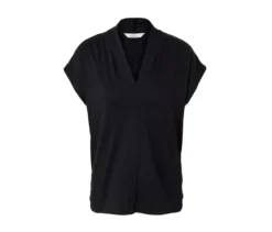 Blusenshirt mit V-Ausschnitt, schwarz