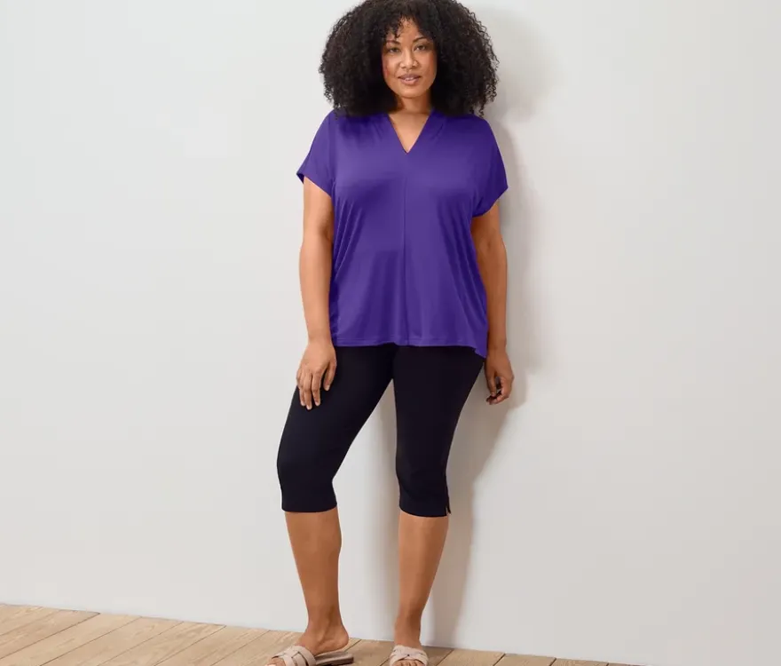 Blusenshirt mit V-Ausschnitt, lila