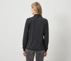 Blusenshirt mit V-Ausschnitt, Hahnentritt