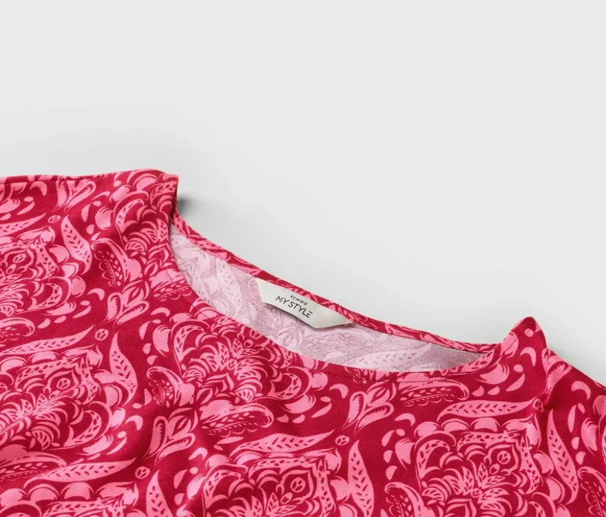Blusenshirt, pinkfarbener Alloverprint