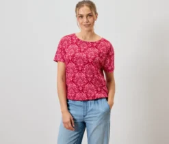 Blusenshirt, pinkfarbener Alloverprint