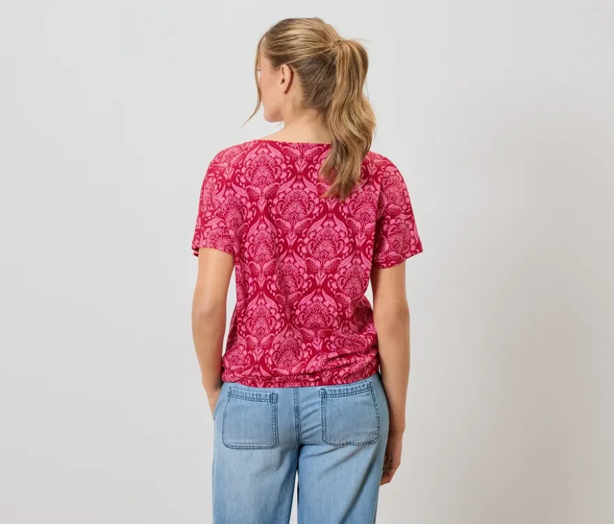 Blusenshirt, pinkfarbener Alloverprint