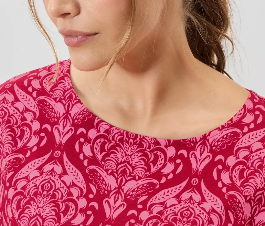 Blusenshirt, pinkfarbener Alloverprint