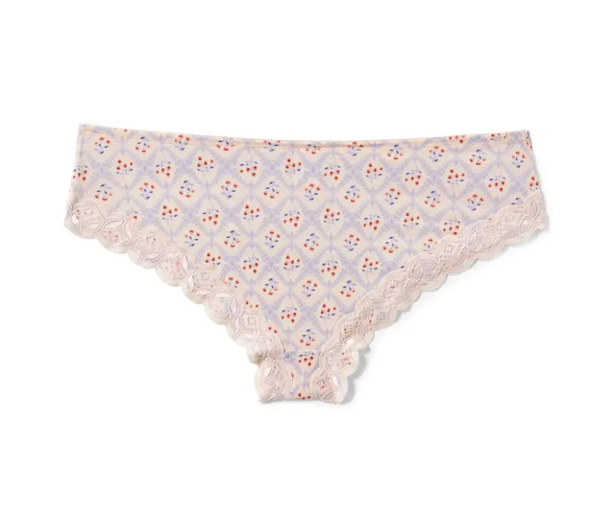 2 Brazil-Slips, creme mit Alloverprint