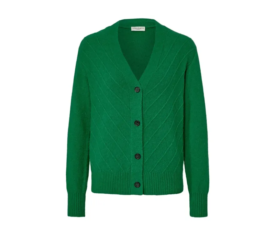 Cardigan mit Strickstruktur, grün