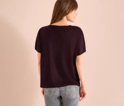 CECIL Kurzarmshirt, burgunderrot