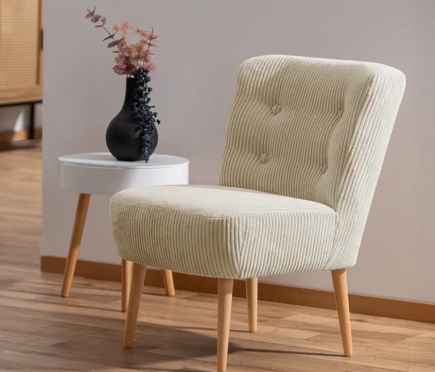Cocktail-Sessel »Fiona«, Cordstoff creme