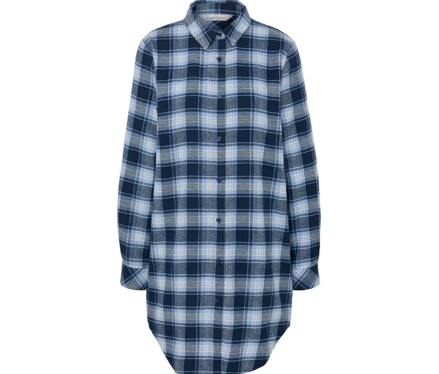 Da. Nachthemd, Flanell, blau