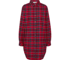 Da. Nachthemd, Flanell, rot