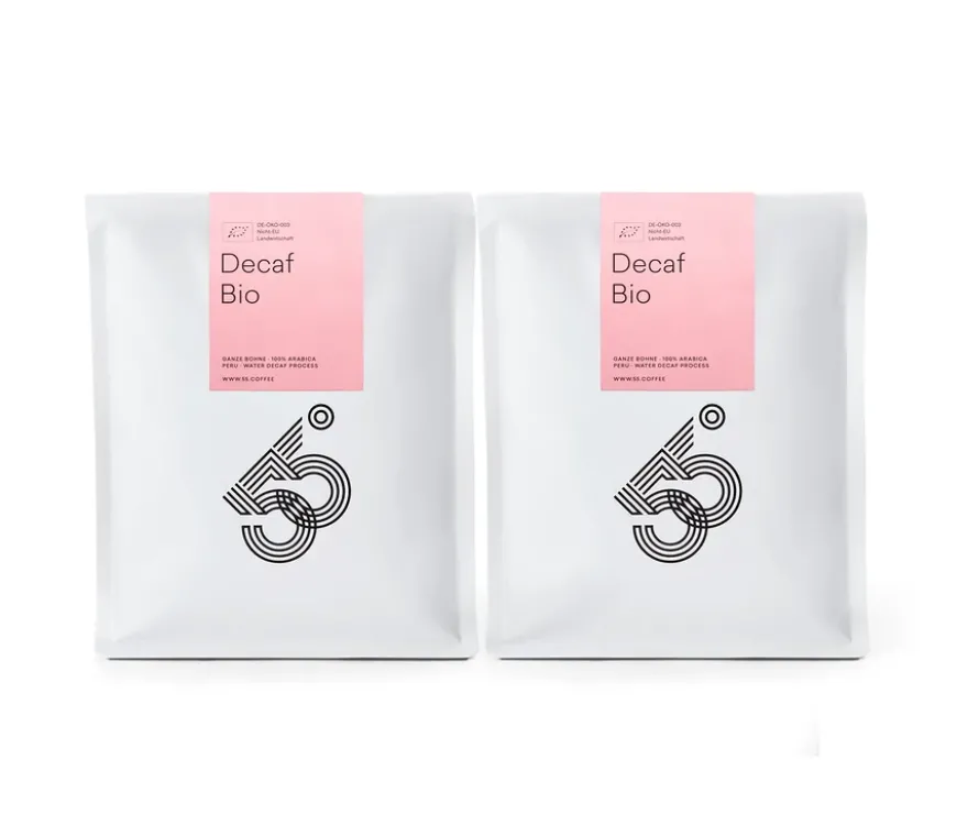 55 Degrees – Decaf Omni-Roast Bio, entkoffeiniert - 2 x 1 kg Ganze Bohne