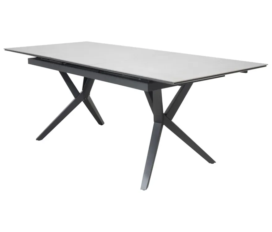 deVries Ausziehtisch, 160/210, Gabel-Tischgestell, hellgrau