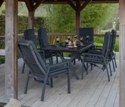 deVries Dining-Set, steingrau/rope