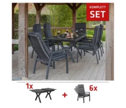 deVries Dining-Set, steingrau/rope