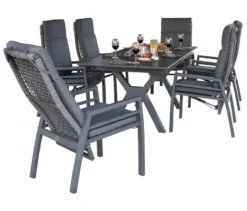 deVries Dining-Set, steingrau/rope