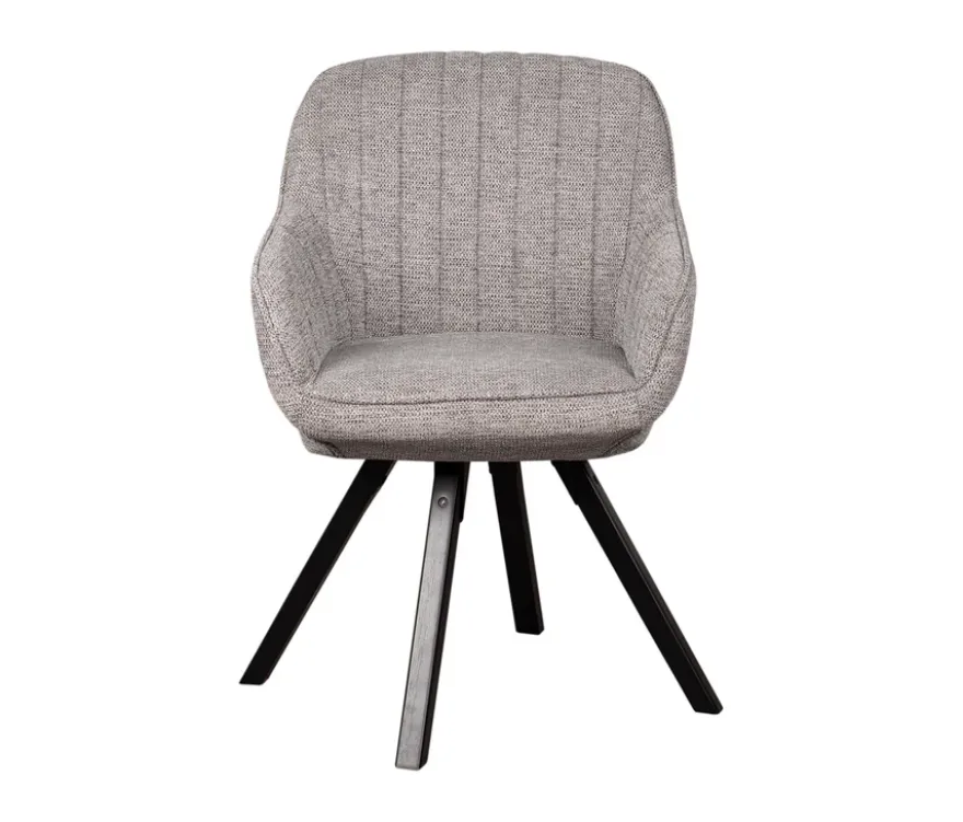 deVries Esstisch »Andria«, 120/210 cm, schwarz und 6 Stühle »Matera«, grau